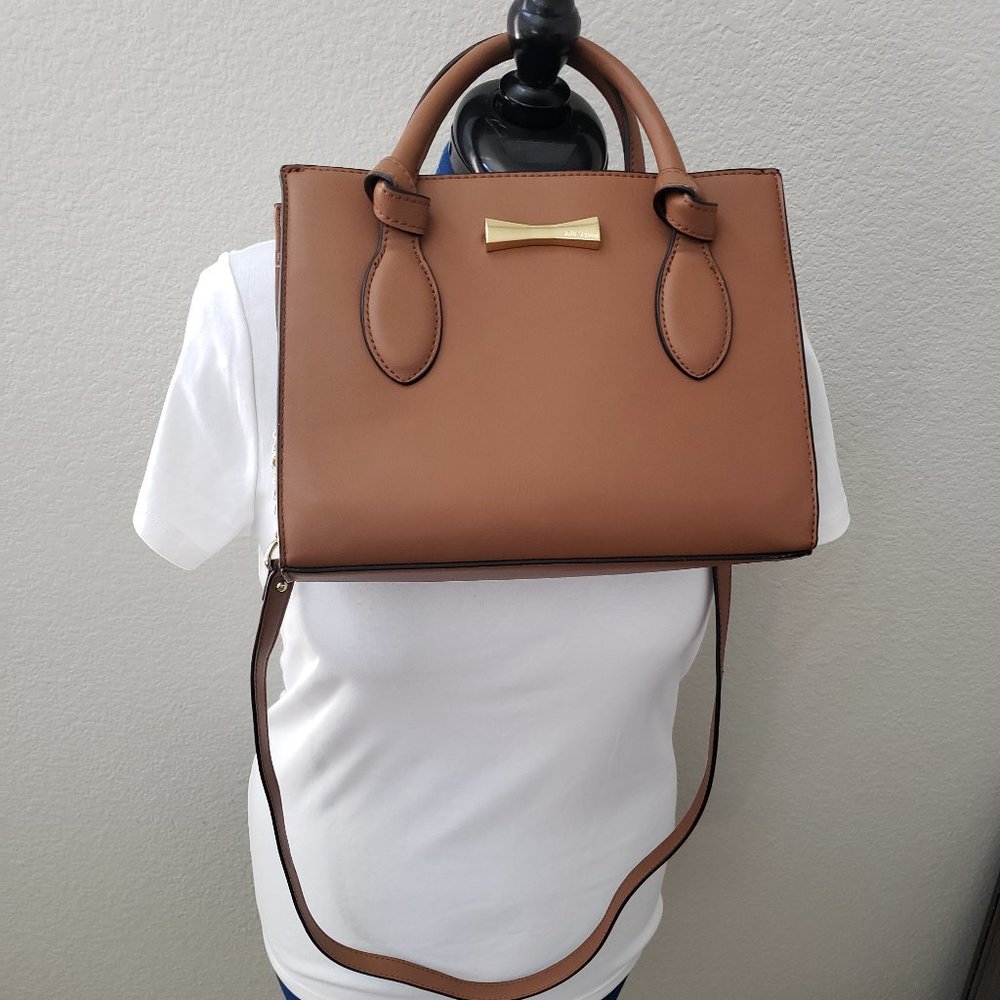 Betsey Johnson Tan Satchel with Gold Bow